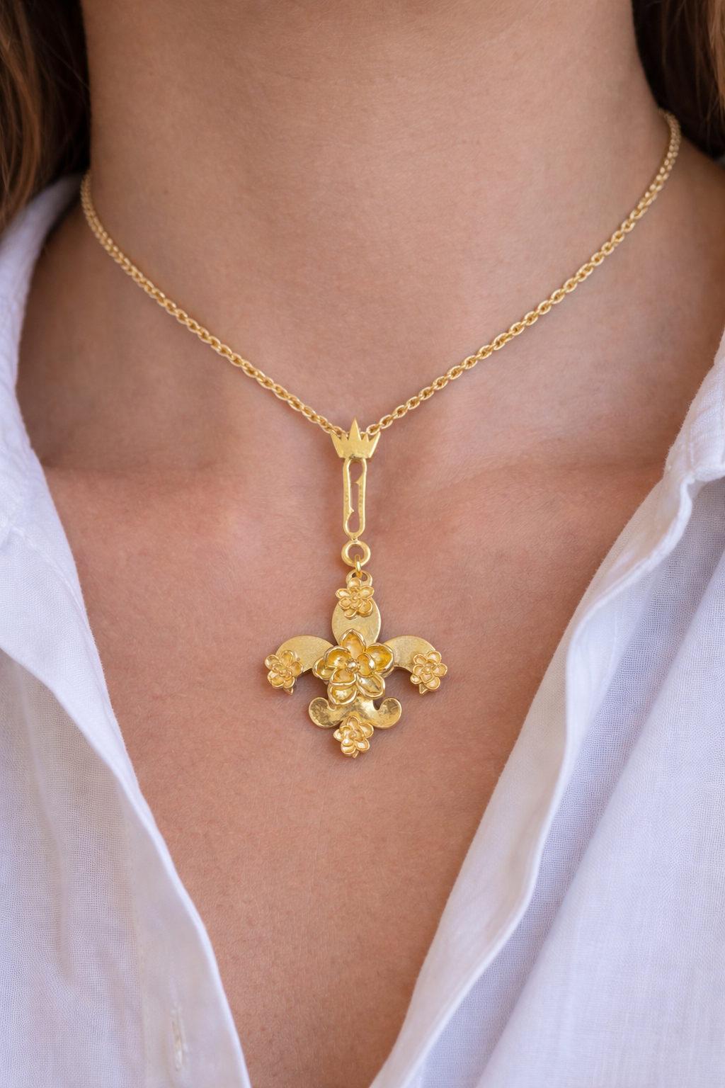 Fleur de lis x Magnolia Bouquet gold plated - Fly Tees LLC