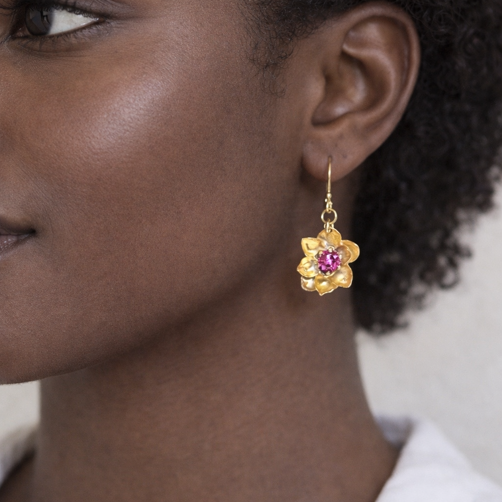 Magnolia flower earrings - Fly Tees LLC