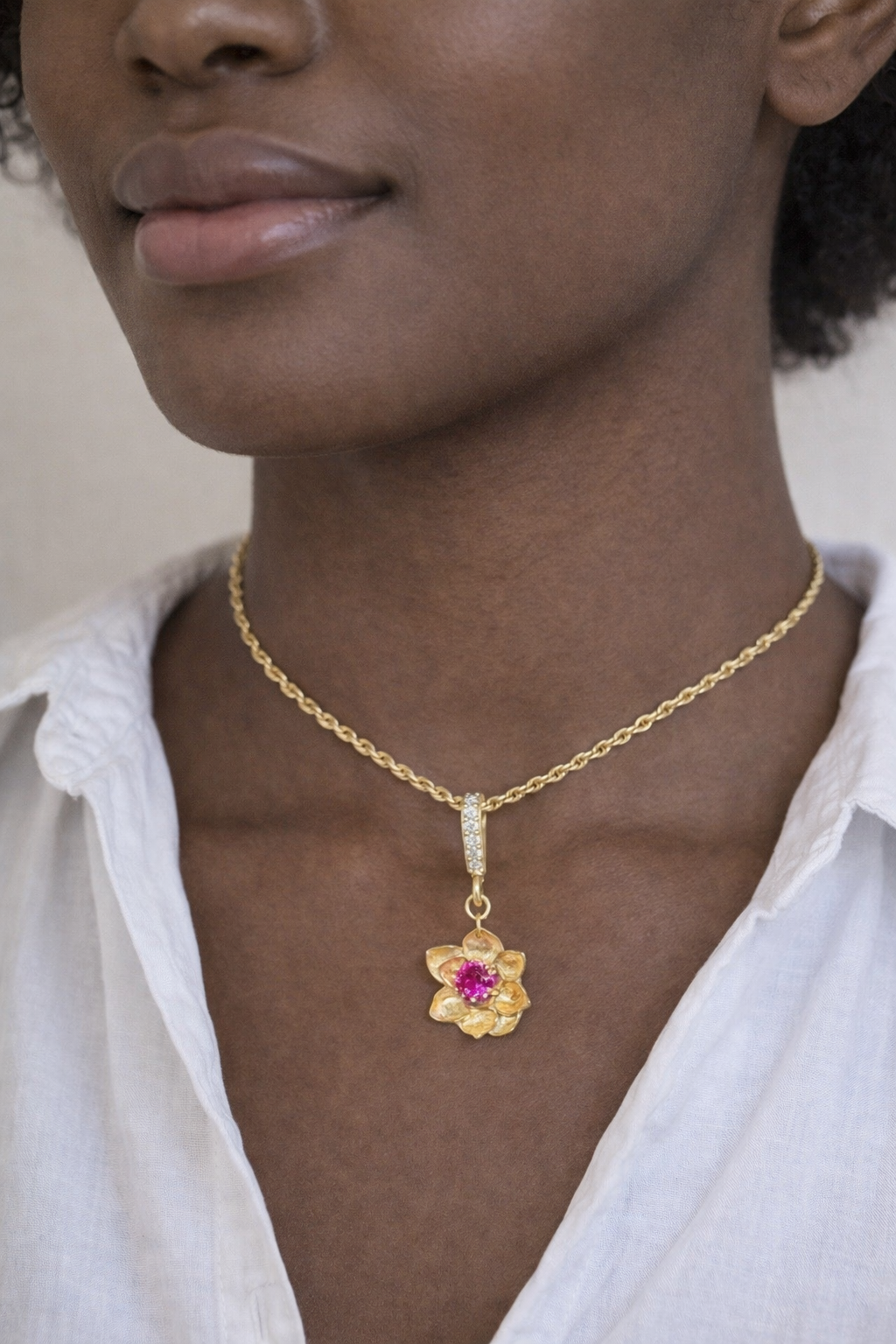 Magnolia flower pendant - Fly Tees LLC