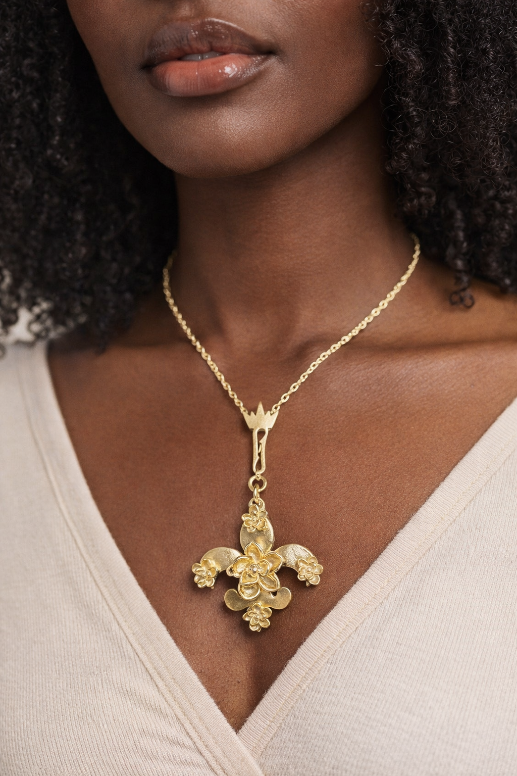 Fleur de lis x Magnolia Bouquet gold plated - Fly Tees LLC